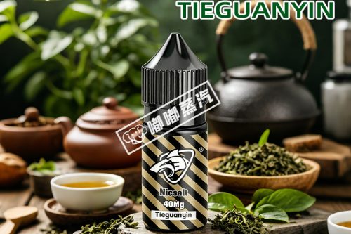 鯊克SALT SHAQ鐵觀音電子煙菸油30ml，美國原裝進口，採用40mg高純尼古丁鹽配方，50/50黃金VG/PG比例，霧化順滑擊喉感適中。萃取安溪鐵觀音原葉，前調蘭花香濃鬱，中調茶韻醇厚，後調回甘悠長，兼容主流小煙設備，是茶控解癮首選。